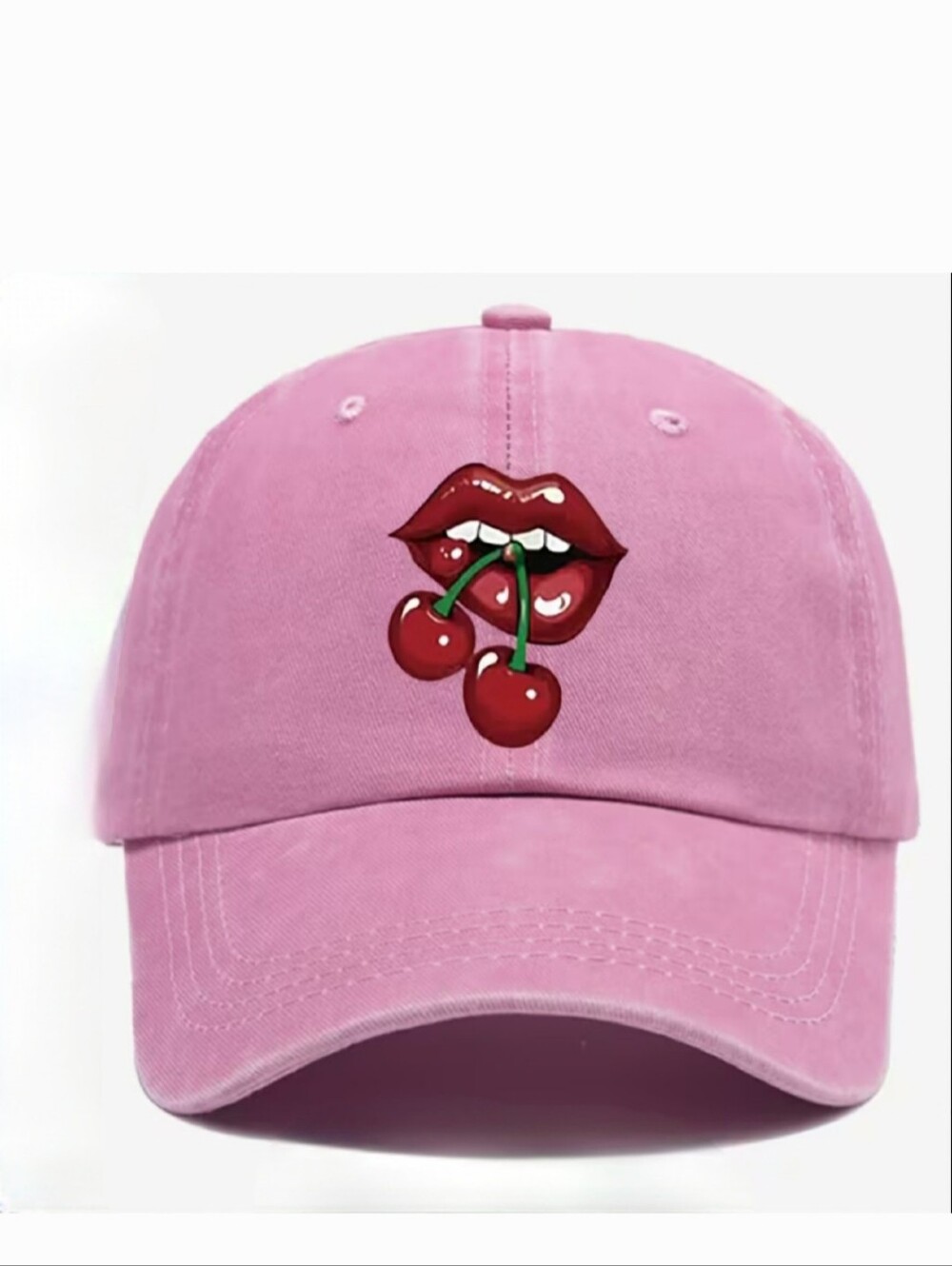 🌺Pink Lips And Cherry Hat Pink Baseball Hat Cherry Hair Accessories